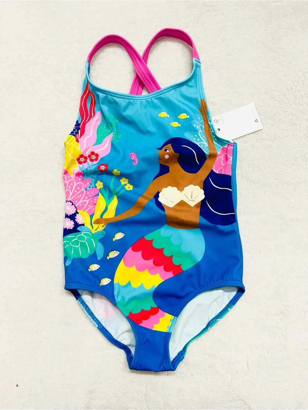 BODEN NEW Cross-Back Printed Swimsuit SIZE 4-5 Years